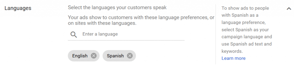 谷歌广告投放语言
